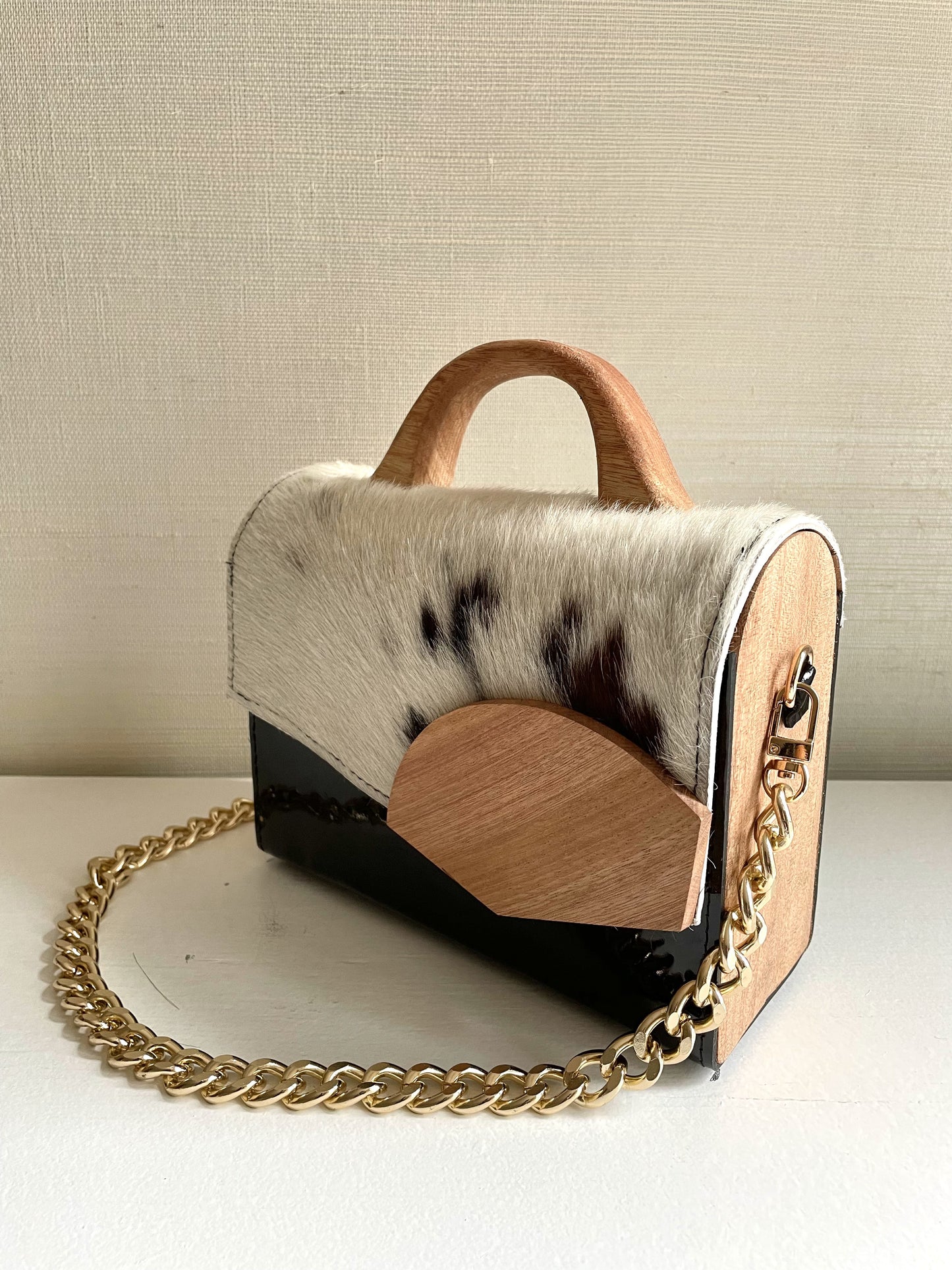 Calfskin and Patent Leather Handbag