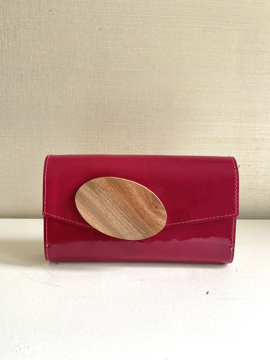 Raspberry Patent Leather Large Clutch
